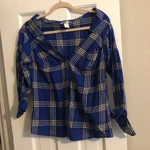 Slouchy/Off the Shoulder Plaid H&M Shirt